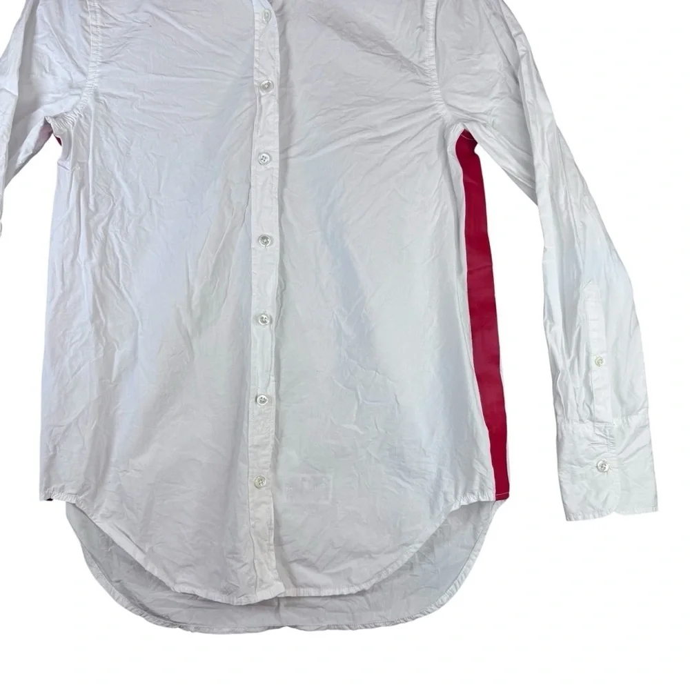 J. Crew Woman’s White Button Down Shirt with Red Accent Stripe
